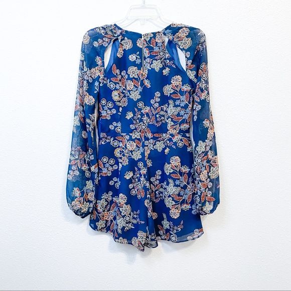 Anthro Line + Dot Floral Sheer Long Sleeve Romper - Picture 2 of 4